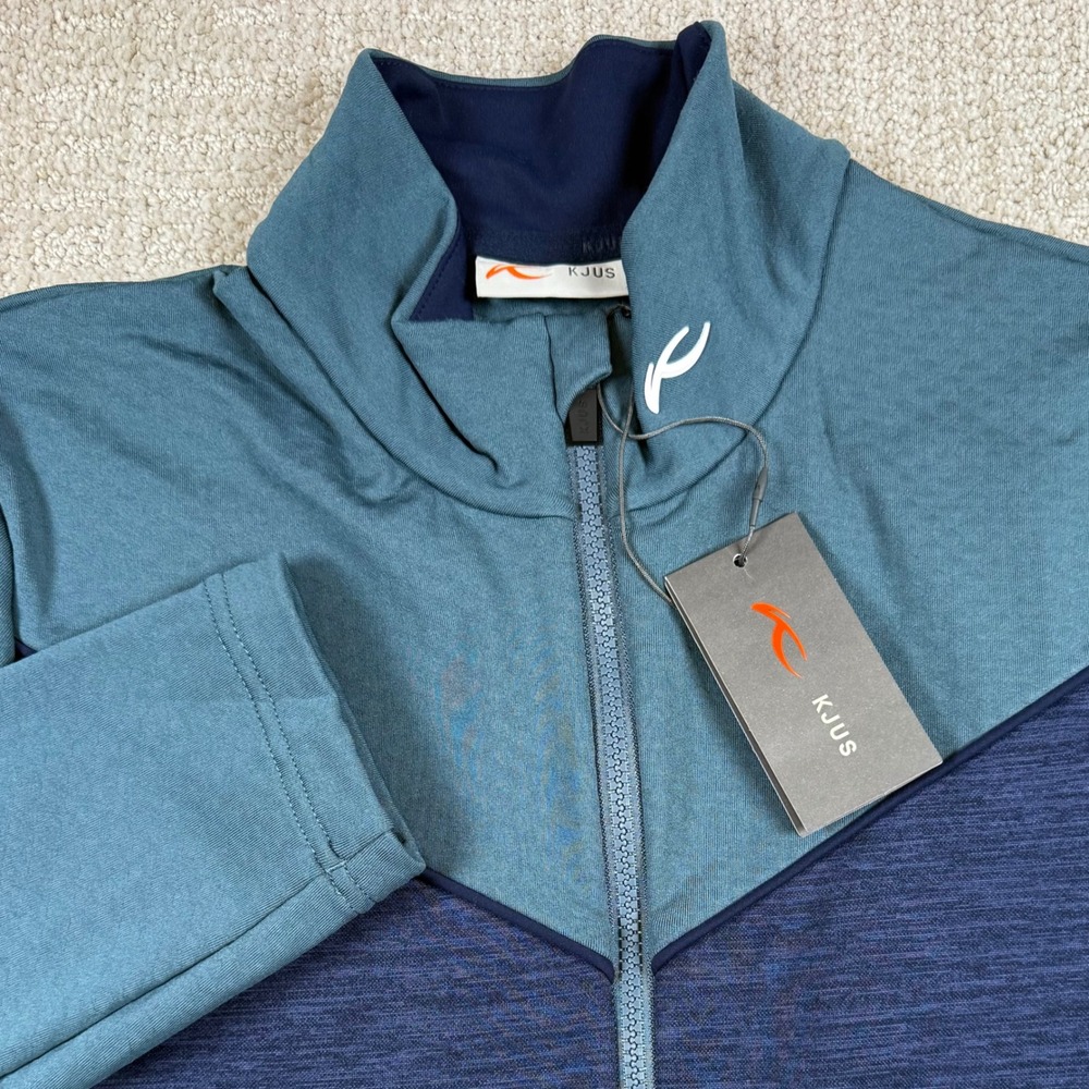 NEW KJUS Mens Medium 50 Blue Damon Midlayer Full Zip Jacket Golf K00214